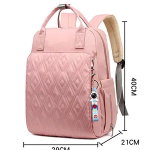 Baby Diaper Bag Double Layer Storage Bag Portable Quilted Puffer Polyester High-capacity go Out Zipper Pack Diaper Bag thumbnail-1