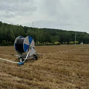 90mm Diameter Pipe 450m Hose Turbine Driven Traveling Reel Sprinkler Irrigation Machine for Ultimate Agricultural Watering Solution thumbnail-1