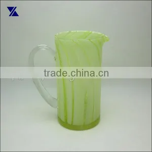Green Glass Pitcher, Glass Jar Hand Blown thumbnail-1