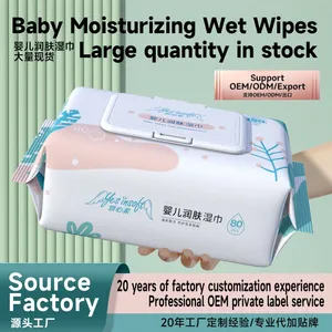Baby Wet Wipes 80 Sheets, Pure Water Formula, Alcohol-Free, Extra Thick & Soft, for Baby Hand Mouth & Hip Cleaning, Household Wholesale thumbnail-1