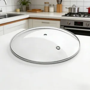 C Type Tempered Glass Lid for Cookware Stainless Steel Edge Pot Cover With Steam Vent for Kitchen Cooking Pots and Pans thumbnail-1