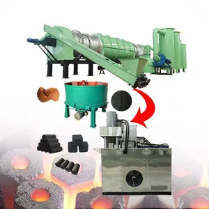 Continuous Rice Husk Carbonization Furnace Hookah Charcoal Forming Production Line EPC thumbnail-1