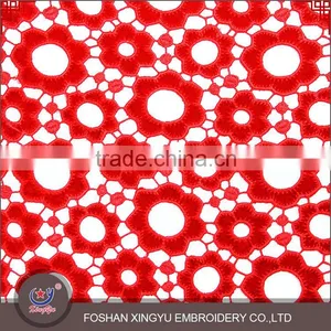Wholesales Woolen Red/pink/blue Laser Embroidery Design Nets Flower Geometry Style Lace Fabric thumbnail-1