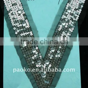 Fashion Style Handmade Neckline Rhinestone Sew on Patch Beaded Applique thumbnail-1