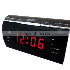 Stylish Red LED With Dimmer PLL Alarm Clock Radio thumbnail-2
