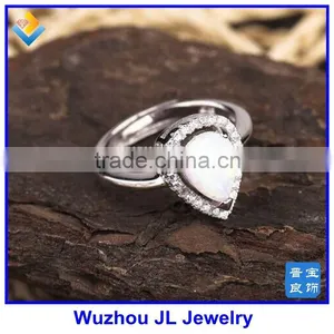 2015 New Shape CZ Stone Pear Shape Synthetic White Fire Opal Ring thumbnail-1