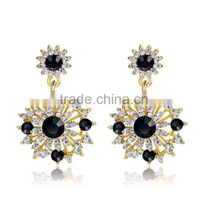18K Gold Plated Crystal Fashion Lady Sunflower Type Drop Earrings thumbnail-4