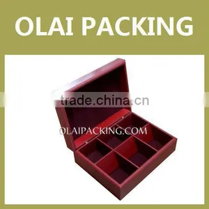High Quality Red Gloss Wooden Tea Gift Box With 6 Cells,Gift Tea Case,Tea Display Box thumbnail-1