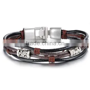 Dongguan Manufacturer Stainless Steel Handmade Leather Bracelets thumbnail-1