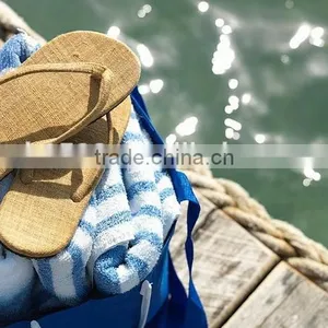 Blue and White Striated Soft Towel thumbnail-1