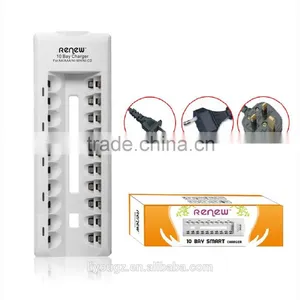 Wholesale RENEW 10 Bay/Slot AA AAA Ni-MH Ni-Cd Quick Charger Smart Battery Charger for Rechargeable Batteries S9 Charger thumbnail-1