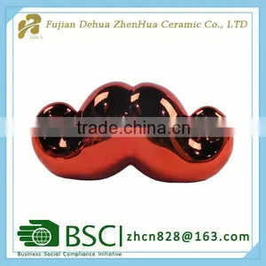 Small Mustache Desgin Ornament Ceramic Piggy Bank thumbnail-6