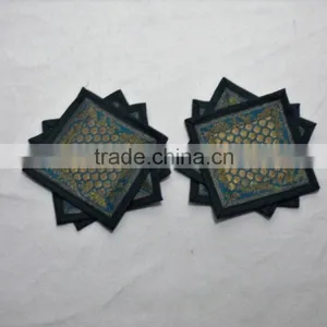 Placemats and Coaster in Green Color Indian Silk Table Runner thumbnail-2