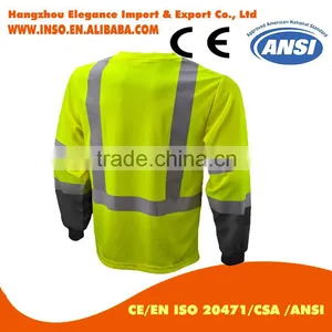 EN471 Shirt ANSI Shirt Workwear High Visibility Safety Reflective Safety Shirt Fluorescent Yellow hi Vis Safety T-shirt thumbnail-1