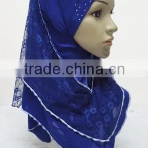H259 Latest Muslim Hijab With Lace Layer thumbnail-2