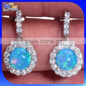 Fashion 925 Sterling Silver Stud Dangle Fire Opal Earring Wholesale thumbnail-2