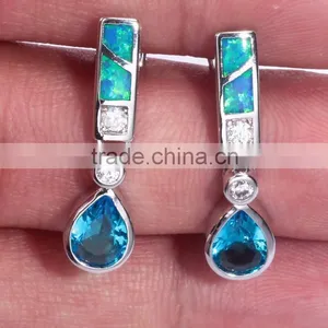 Wholesale Sterling Silver Teardrop Opal Pink Topaz Earring Studs thumbnail-4