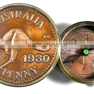 Vintage Solid Brass Decor Compass - Maritime Gift Compass With Box 13524 thumbnail-6