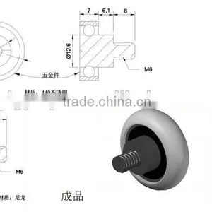 M6x27.8x9.5mm 608rs Super-tough Nylon Wheel thumbnail-4