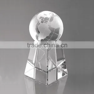 Fashion Design Crystal Globe Award Trophy With Blank Base, Crystal Business Paperweight thumbnail-1
