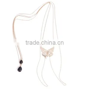2016 Sexy Women Back Butterfly Pearl Water Drop Alloy Body Belly Chian thumbnail-6