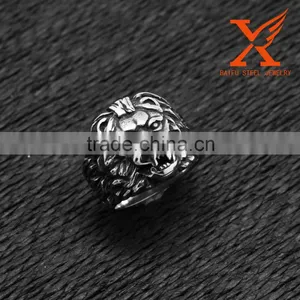 In Stock Man Jewelry Top Quality Luxury Wholesale Cheap Custom Hand Made Stainless Steel Casting Lion Shape Ring thumbnail-5