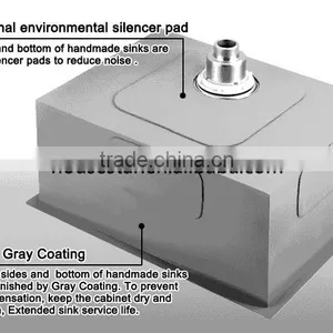 Modern Kitchen Designs CUPC USA Style 16 Gauge Stainless Steel Single Handmade Kitchen Sink thumbnail-4