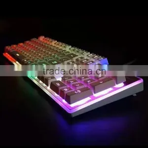 New LED Illuminated Gaming Keyboard,Seven Adjustable Color Backlit Keyboard With Aluminium Alloy Top Cover thumbnail-5