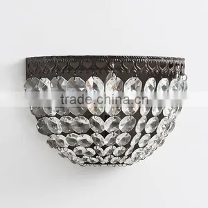 0108-6 Antique Bronze Base is Embellished With Decorative Detailing Cascading Faceted Glass Crystals Sparkle Sconce thumbnail-3