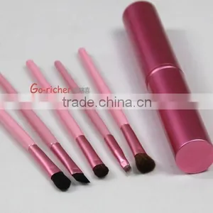 5pcs Metallic Cylinder Make up Brush Simple Beautiful Durable Facial Brush Women's Private Cosmetic Brush Set thumbnail-2