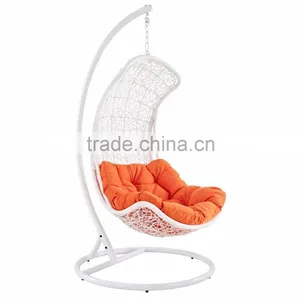 Patio Wicker Swing Chair - Rattan Outdoor Furniture White Rattan Hanging Chair thumbnail-1
