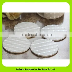 PU Leather Printed Set of 4 Hard Cardboard Tea Coasters With Round Holder 16021 thumbnail-5