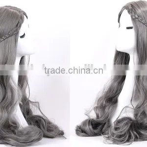 Costume Long Gray Deep Wave Wigs With Braid N360 thumbnail-2