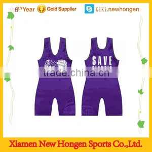 Newest Sublimation Usa Wrestling Singlet Purple Color thumbnail-1