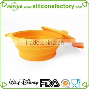 Kitchenware Microwave Safe Silicone Salad Bowl Silicone Foldable Bowl With Cover thumbnail-1
