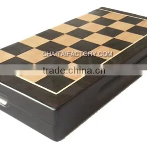 QUALITY Folding INLAID WOOD Chess Set thumbnail-1