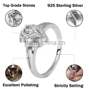 Fashion 925 Sterling Silver Ring Heart Shaped AAA Zircon Pave Setting Ring thumbnail-2