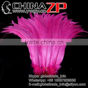 Top Supplier ZPDECOR Wholesale 35-40cm Length Good Quality Hot Pink Fully Dyed Rooster Chicken Feathers thumbnail-1