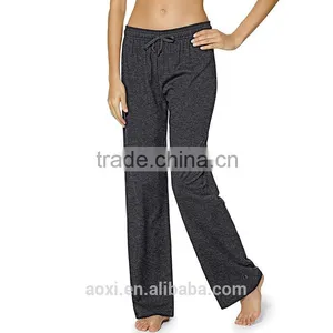 OEM Service Flat Braid Grey High Waist Elasticted Loose Fit Women Sports Long Pants thumbnail-3