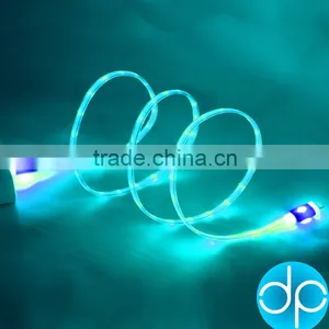 2015 Hot Selling Charger Cable Flat Wired Glowing Usb Cable Led Light for Promotion thumbnail-1