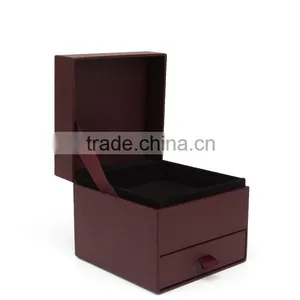 Chinese Factories Wholesale Custom Luxurious Leather Jewelry Box, Deep Red Gift Boxes, Drawer Storage Box thumbnail-3