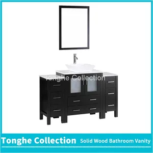 Espresso Bath Vanity Set White Phoenix Stone Top Porcelain Vessel Sink thumbnail-3