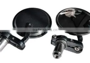 Carbon Fiber UNIVERSAL BAR END MIRRORS, Motorcycle Rear View Mirror, Round Mirror thumbnail-1