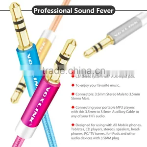VOXLINK 1m Gold Plated&metal&nylon Braid 3.5 mm Jack Aux Stereo Audio Cable Male to Female Extension Cable thumbnail-4
