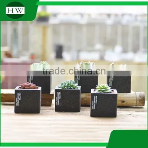 Wholesale Cheap Black Square Round Cup Shape Cement Garden Flower Pot thumbnail-4
