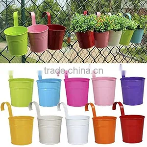 Metal Iron Flower Pot Vase Hanging Balcony Garden Planter Home Decor thumbnail-1