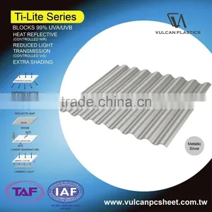 Sun Shading Solid Corrugated Polycarbonate Sheet (Ti-Lite Metallic Silver) thumbnail-1