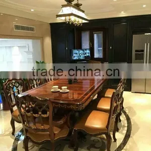Vintage Royal Style Round Dinning Table With Six Chairs Noble Castle Carved Wooden Dinning Room Furniture thumbnail-2