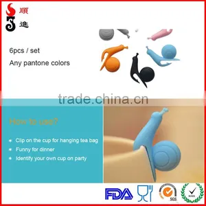 Funny FDA Food Grade Snail Shape Clip Silicone Tea Cup Tea Bag Holder/Glass Cup Markers in Stock thumbnail-1