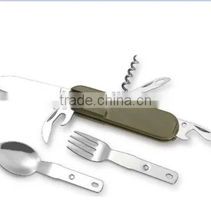 Outdoor Travel Portable Folding Camping Tools Picnic Fork/Spoon/Knife Set Bottle Opener Outdoor Tableware thumbnail-1